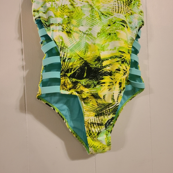 5/$10 NWOT Coral Tropics by Apollo one piece strappy open back swimsuit - Picture 3 of 9